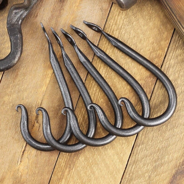 Classic Wall Hook | One Coat Hook, Hand Forged Wrought Iron Wall Decor | Modern Rustic Farmhouse Style | One Hook