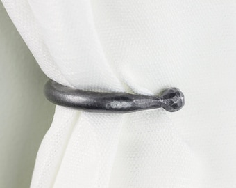 Small Forged Iron Curtain Tie Backs | Ball End Holdbacks, Pair