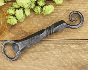 Bottle Opener | Rustic Hand Forged Iron Beer Opener, Gift For Men | Cool Gift for Dad or Groomsmen | Scroll End