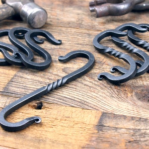 S Hook, Square Twisted Hand Forged Metal S Hook, Blacksmith Made One ...