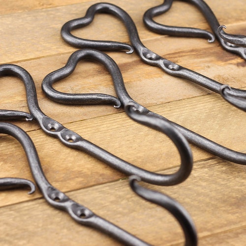 Hand Forged Heart Wall Hook | Rustic Iron Coat Hanger