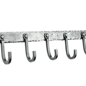 Rustic Key Rack, Square hooks, Wall Mounted Jewelry Organizer, Hand Forged Wrought Iron, 16&quot;, 12&quot;, or 6&quot;
