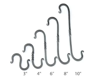 Hand Forged Iron S Hook | Twisted Square Style, Blacksmith Made