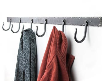 Hand Forged Iron Coat Rack | Classic Six Hook Blacksmith Design