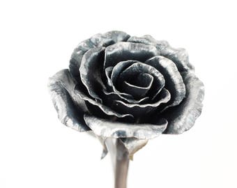 Everlasting Rose | Forged Iron Rose, Metal Flower | Perfect gift for 6 year anniversary, Mothers Day, or just a gift for Mom