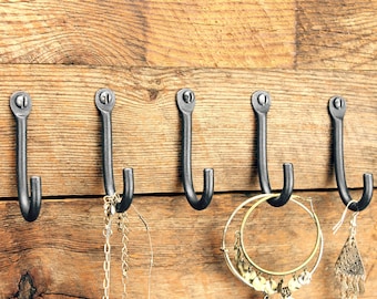 Hand Forged Iron Key Hook | Round Rustic Wall Mount