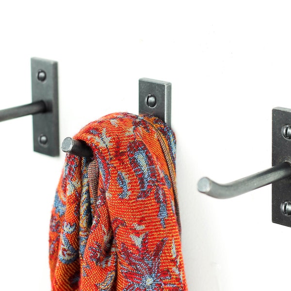 Modern Rustic Wall Hook | One Simple Industrial Coat Hook | Iron Hanger Minimalist Towel Hook | Blacksmith Made in Maine