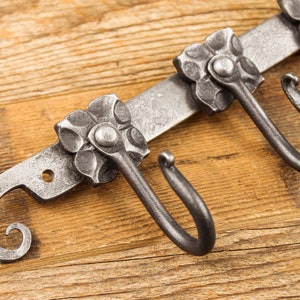 Forged Iron Flower Key Rack | Rustic Entryway Wall Organizer - Etsy