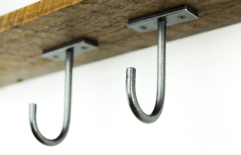 Simple handmade rustic modern iron ceiling hooks, undermount style.