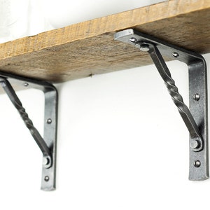 Forged Shelf Bracket | Heavy Duty Steel Shelf Bracket | One Extra Sturdy Rustic Modern Metal Shelf Bracket | Blacksmith Made