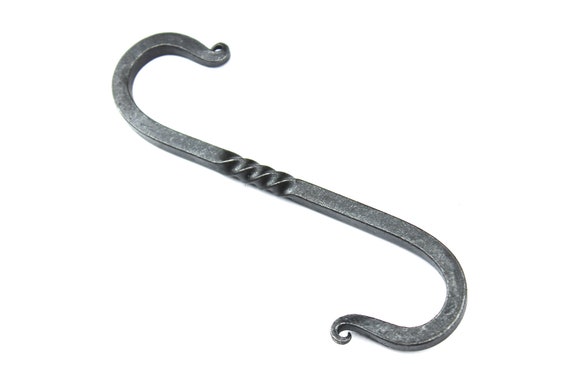 S Hook, Square Twisted Hand Forged Metal S Hook, Blacksmith Made One Hook 