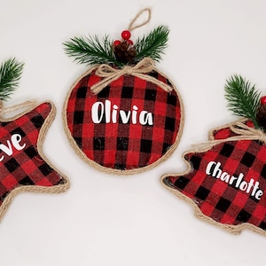 Personalized Buffalo Plaid Ornament //Personalized Christmas Ornaments/Farmhouse Decor/Buffalo Paid/Custom ornament/Christmas