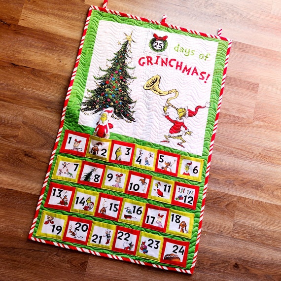 Holiday Advent Calendar, Grinch Advent Calendar, Quilted Wall Hanging,  Grinch Stole Christmas Countdown Calendar, Christmas Advent Calendar - Etsy