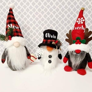 Personalisierte Urlaub Plüsch Gnom Weihnachtsmann, Schneemann, Rentier. Wichtel Dekoration, Dekoration für den Urlaub