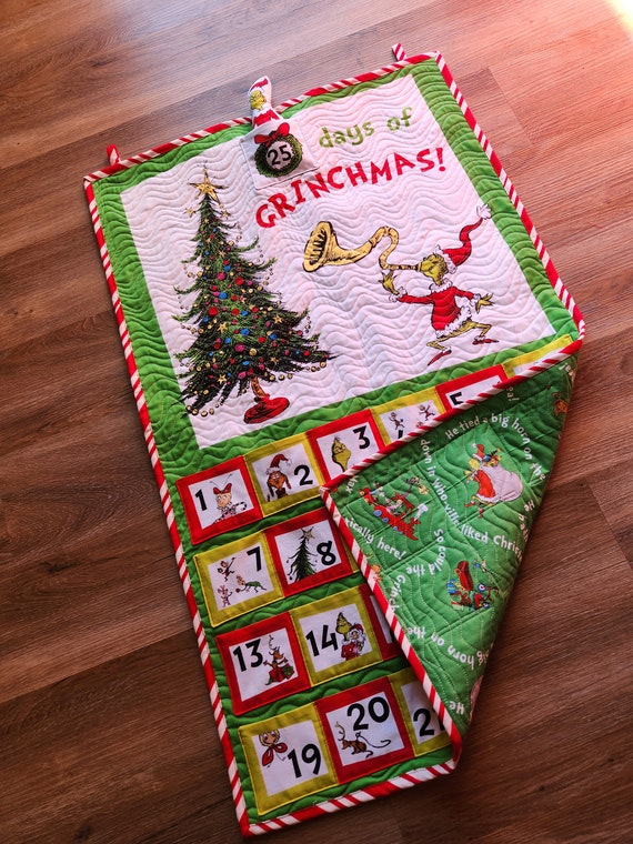 Holiday Advent Calendar, Grinch Advent Calendar, Quilted Wall Hanging,  Grinch Stole Christmas Countdown Calendar, Christmas Advent Calendar - Etsy