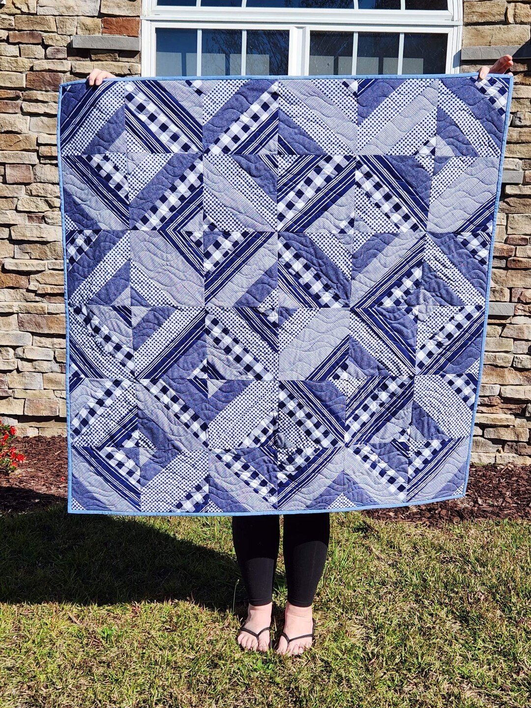 Quilt. Completed Quilt. Blue Quilt. Throw Blanket. Small Quilt