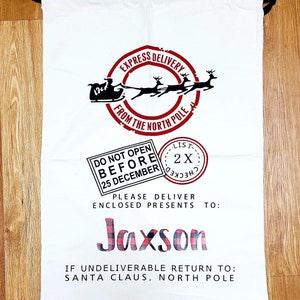 Santa Sack, North Pole Express Santa Delivery Sack, Christmas gift bag, Christmas gift bag for kids, Santa Sack for gift, Personalized Santa