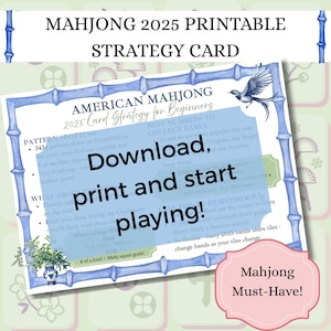 Printable American Mahjong Guide – Instant Digital Download Reference Card for New Players Printable Mahjong Cheat Sheet for Beginners