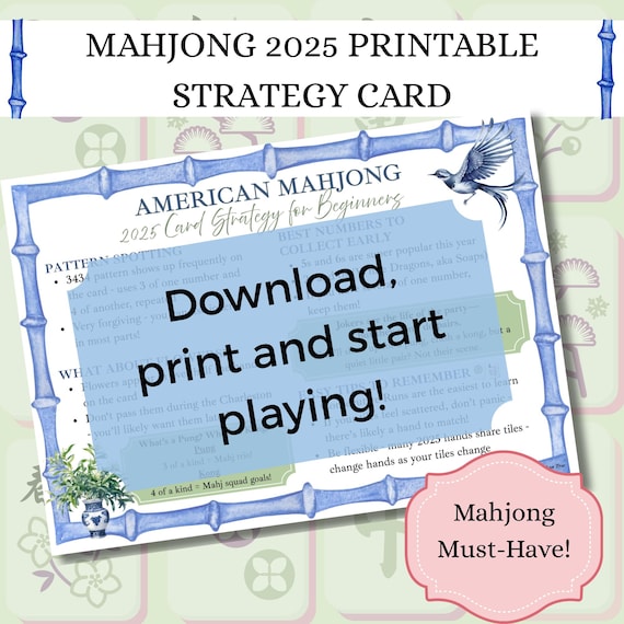 Printable American Mahjong Guide – Instant Digital Download Reference Card for New Players Printable Mahjong Cheat Sheet for Beginners