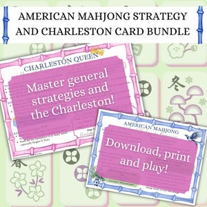 Mahjong Strategy Card Bundle – Charleston Queen + Beginner Reference Guide | 5x7 Printable Set | Instant Download Mahjong Cheat Sheet Bundle