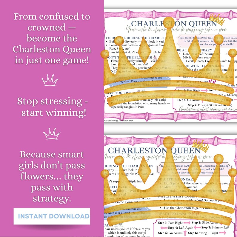 Printable Mahjong Charleston Guide: Strategy Reference Card (digital ...