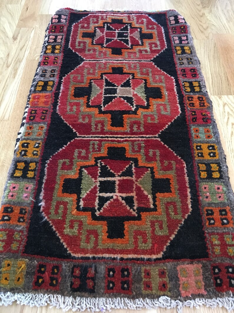 Yk35 Tribal Rug Kleiner Doormat Trug Teppich Turkischer Etsy