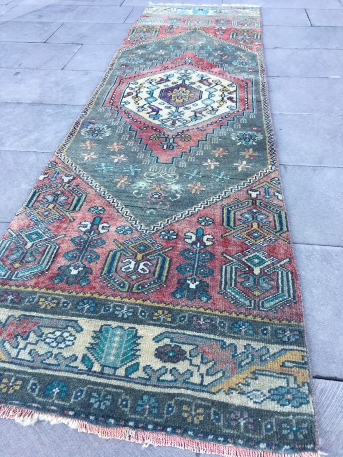 SL51 Runner, Turkish Runner, Green Boho Runner 225x63cm Kitchen Runner ...