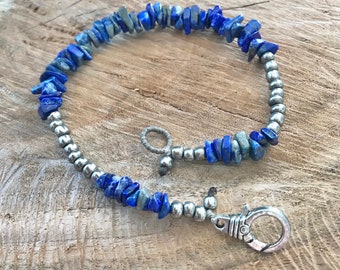 Blue ankle bracelet natural stone lapis lazuli anklet gemstone minimalist one strand anklet feng shui healing summer beach jewelry gift idea