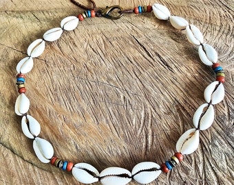 Shell necklace men women choker cowrie shell necklace seashell jewelry cowrie shell choker ocean inspired gift for her sea lover