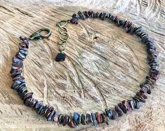 Raw stone anklet tiger eye gemstone foot bracelet healing crystal bracelet summer beach jewelry beaded women men anklet bohemian sandal gift