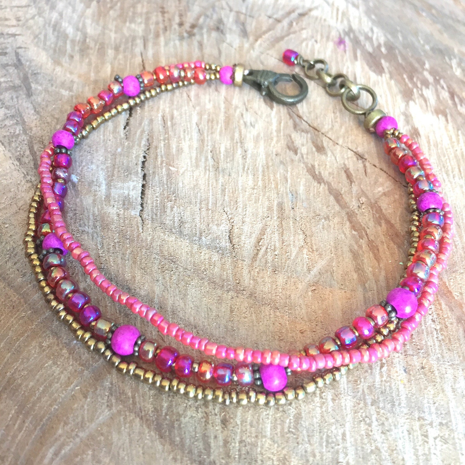 Pink ankle bracelet pearls summer beach foot bracelet women Etsy