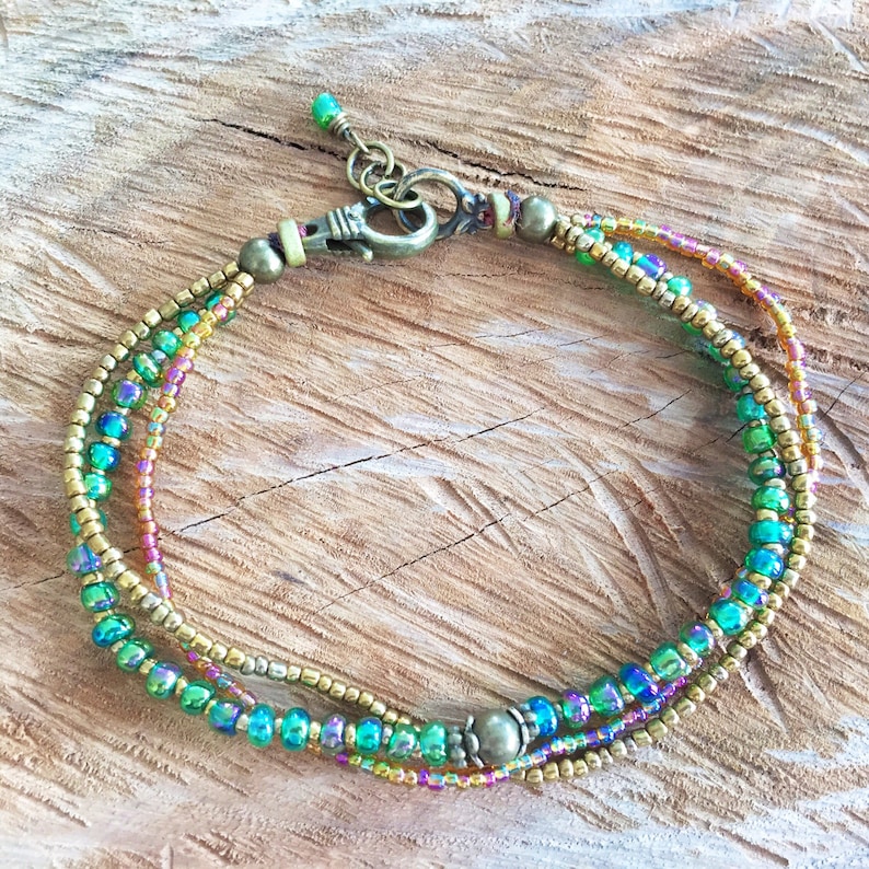 green anklet chic body jewelry colorful boho anklet glass beads ankle bracelet Anklet green iridescent