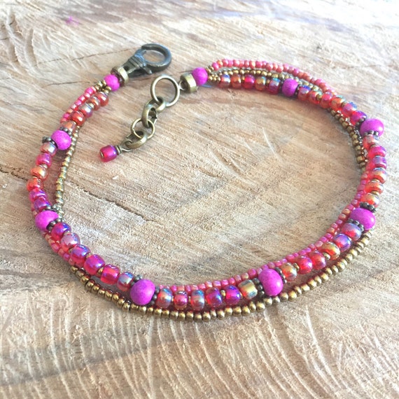 Pink ankle bracelet pearls summer beach foot bracelet women Etsy