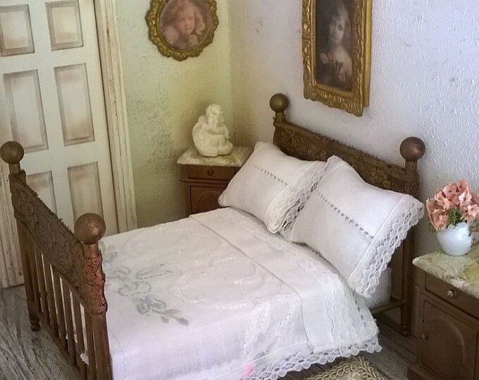 Miniature Dollhouse IRON BED With BEDSIDE Etsy