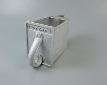 Tolva de aluminio original de Margarete Schütte-Lihotzky, Haarer Hanau, para la nueva cocina de Frankfurt, años 30, azúcar fina