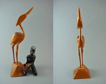 Vintage wooden bird sculptur figurine, Mid Century Design, popular design object of the 60s