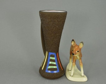 Vintage Vase / Steuler / 4141 2 / braun, bunt / West German Pottery | 60er