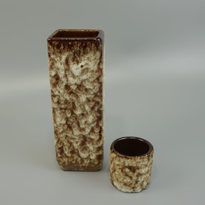Vintage ceramic set of two vases / Jopeko / beige / Fat Lava | West German Pottery | 60s