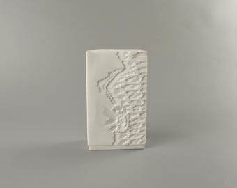 Jarrón AK Kaiser, jarrón blanco / op art / AK Kaiser 356/16 / jarrón de bisque / jarrón de porcelana blanco años 70 / Fossil
