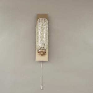 Mid Century wall lamp, chromed metal and heavy solid glass shade 70s, Mid Century Modern Design