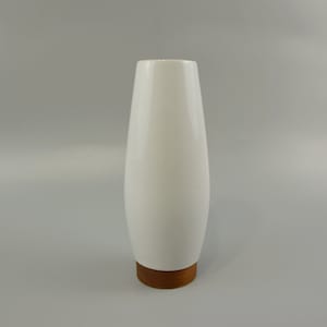 Elegant white vintage porcelain vase with wooden base | Germany | 70s