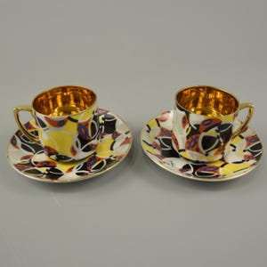 Vintage set of 2 mocha cups / espresso cups / gold-plated | Czechoslovakia | 60s