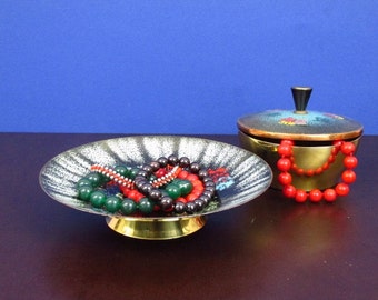 Vintage black enamel bowl copper / jewerly storage | West Germany | 60s