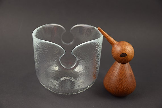 Rosenthal Studio-Linie Glasschale, Salatschale von Sofia Kanyak, gehämmertes Glas, schweres Kristallglas, 70er Jahre