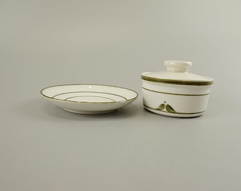Röstrand Nordica, mixed lot of dishes, sugar bowl with lid, 3 small plates, scandinavian Vintage Dishes