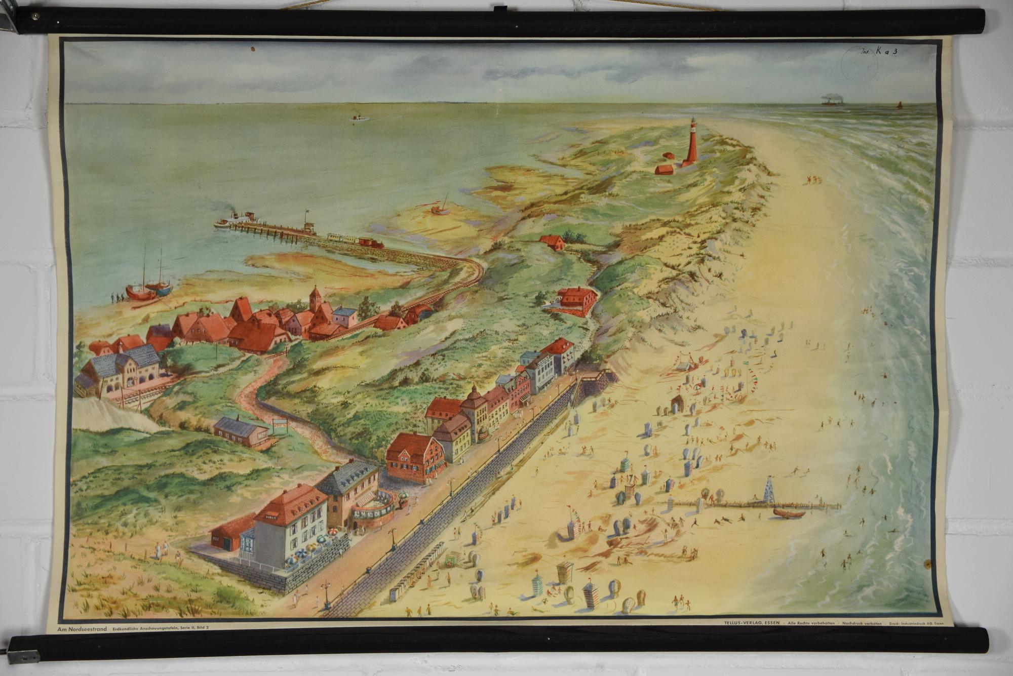 Original Vintage School Pull Down Chart Map / Motif at North Sea Beach ...