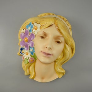 Rare and beautiful vintage wall mask / woman&#39;s head / Goebel / 52 015 29 | Germany | 50s