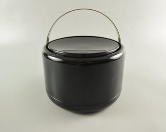Vintage ice bucket by Erik Magnussen for STELTON Denmark, 1982, Pop Art, black hard plastic