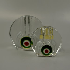 2er Set Vintage Walther-Glas Untersetzer aus Glas, Handarbeit