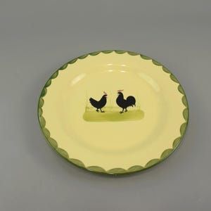 Vajilla vintage de gres de Zeller Keramik / Gallo y gallina / Plato grande / 28,5 cm | Alemania | Años 60